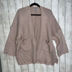 NanaMacs Favlux Chunky Knit Heavyweight Cardigan Pockets Mauve Dusty Pink Large